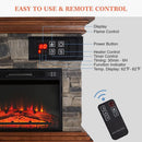 Stone Electric Fireplace,  CAMPLUX TANKLESS 40 Inch Stone Mantel Package with 23 Inch Electric Fireplace Built in, Modern Rock Face Electric Fireplace with Thermostat and Realistic Log Set, Brown