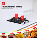 2 Burner Gas cooker, CAMPLUX MINI TANK 12 Inch Gas Stovetop, LPG Convertible Natural Gas, Propane Cooktop, Dual Burner Gas Stovetop with Thermocouple Protection, Black Tempered Glass