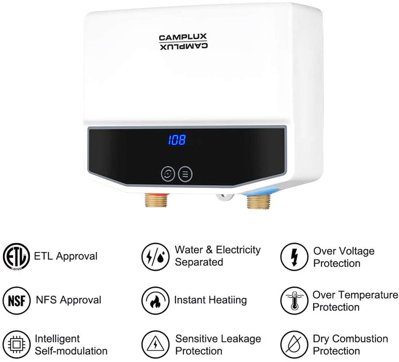 Camplux Point-of-Use Electric Tankless Water Heater - 3.5kW 120V
