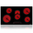 Electric Cooktop, thermomate 36 Inch Built-in Radiant Electric Stove Top, 240V Ceramic Electric Stove with 5 Burners, 9 Heating Level, Timer & Kid Safety Lock, Sensor Touch Control