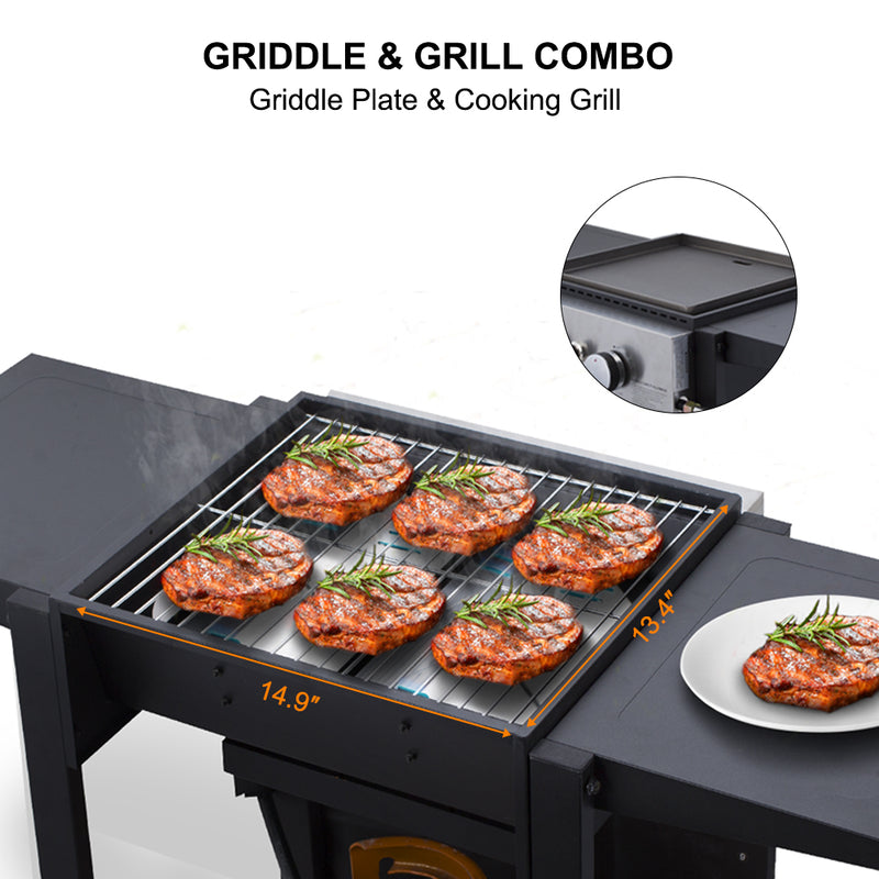 Camplux Outdoor Gas Griddle Grill Combo w/ 2 Burners