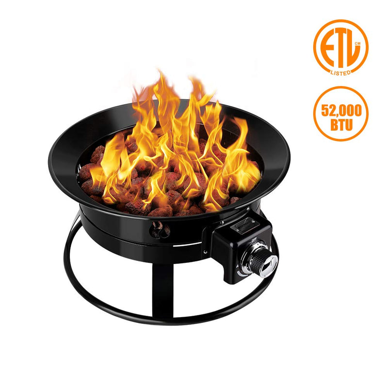 Camplux Outdoor Portable Propane Gas Fire Pit - Auto-Ignition