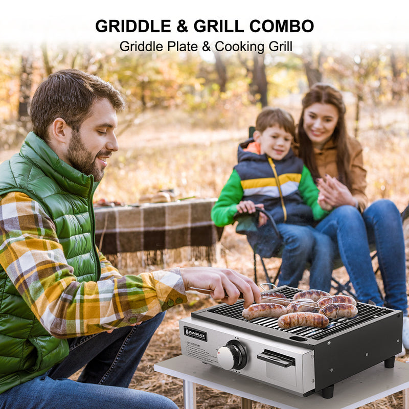 Camplux Portable Outdoor Propane Gas Griddle Grill - 15,000 BTU