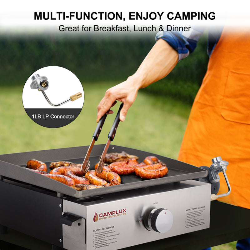 Camplux Outdoor Portable Propane Gas Griddle Grill - 13,000 BTU