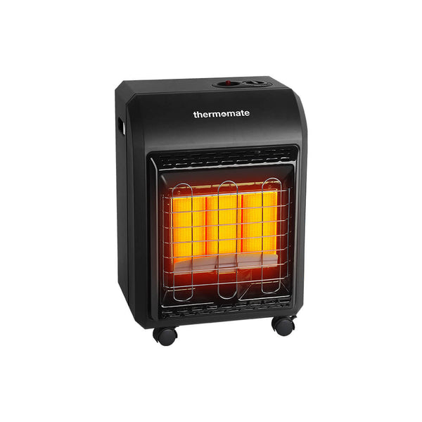 Propane Heater, thermomate 18,000 BTU Portable LP Gas Heater with 3 Power Settings, Mobile Radiant Cabinet LP Heater with Gas Regulator and Hose, Heating Area Up to 450 Sq. Ft