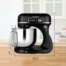 Tecnolove 6-Quart 12-Gang-Standmixer – Ganzmetall mit Rührschüssel – Schwarz