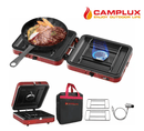 CAMPLUX ENJOY OUTDOOR LIFE 2 Burner Portable Camping Stove 17,200 BTU, Foldable Propane Stove for Outdoor Cooking with Carry Bag, Portable Gas Stove with 2 Adjustable Burners, Red