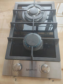 2 Burner Gas cooker, CAMPLUX MINI TANK 12 Inch Gas Stovetop, LPG Convertible Natural Gas, Propane Cooktop, Dual Burner Gas Stovetop with Thermocouple Protection, Black Tempered Glass