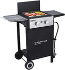 CAMPLUX  MINI TANK Flat Top Gas Grill, 22,000 BTU Barbecue Grill, Propane Griddle Grill Combo, 2 Burner Griddle with Lid, BBQ Grill for Outdoor Cooking,  Barbecues，Camping, Backyard Parties, RV Travel