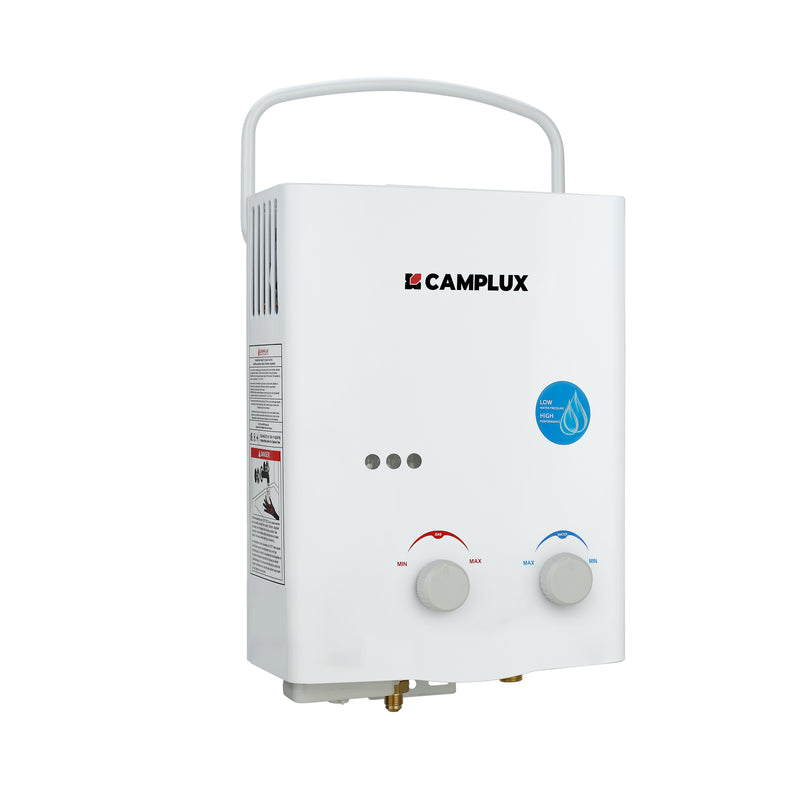 Camplux 1,32 GPM Outdoor-Durchlauferhitzer mit Gas – 5 l, Weiß