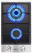 2 Burner Gas cooker, CAMPLUX MINI TANK 12 Inch Gas Stovetop, LPG Convertible Natural Gas, Propane Cooktop, Dual Burner Gas Stovetop with Thermocouple Protection, Black Tempered Glass