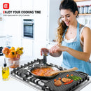 CAMPLUX TANKLESS 30 Inch Gas cooker with Griddle, GASLAND Chef PRO GH3305SF Gas Stovetop with 5 Burners, Reversible Cast Iron Grill/Griddle, 120V Plug-in, NG/LPG Convertible, CSA certified, Stainless Steel