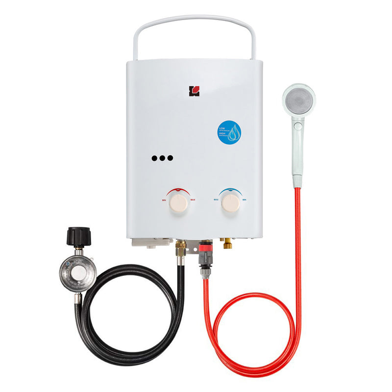 X, Water Heater,2.64 GPM Outdoor Propane Gas Water Heater for Camping, AY132, White