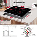 Batteryfree Electric Cooktop 30 Inch, 6600W Radiant Glass Stove Top CH77BF Drop-in 4 Cooking Zones Ceramic Cooktop with 9 Power Levels, Sensor Touch Control, Child Safety Lock, 240V, 1-99 Minute Timer