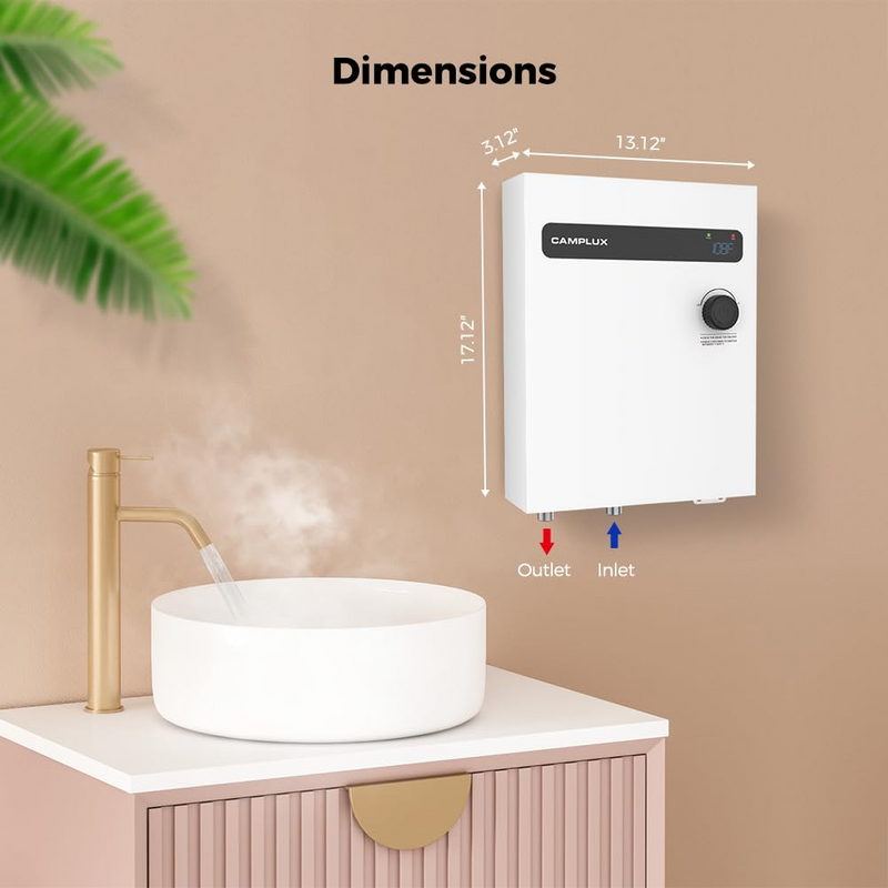 Camplux Tankless Electric On Demand Hot Water Heater 18kW | White