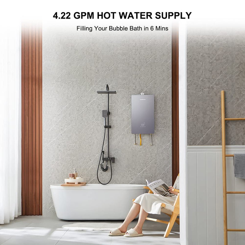 Camplux On Demand Calentador de agua sin tanque de propano - Gris - 4.22 GPM