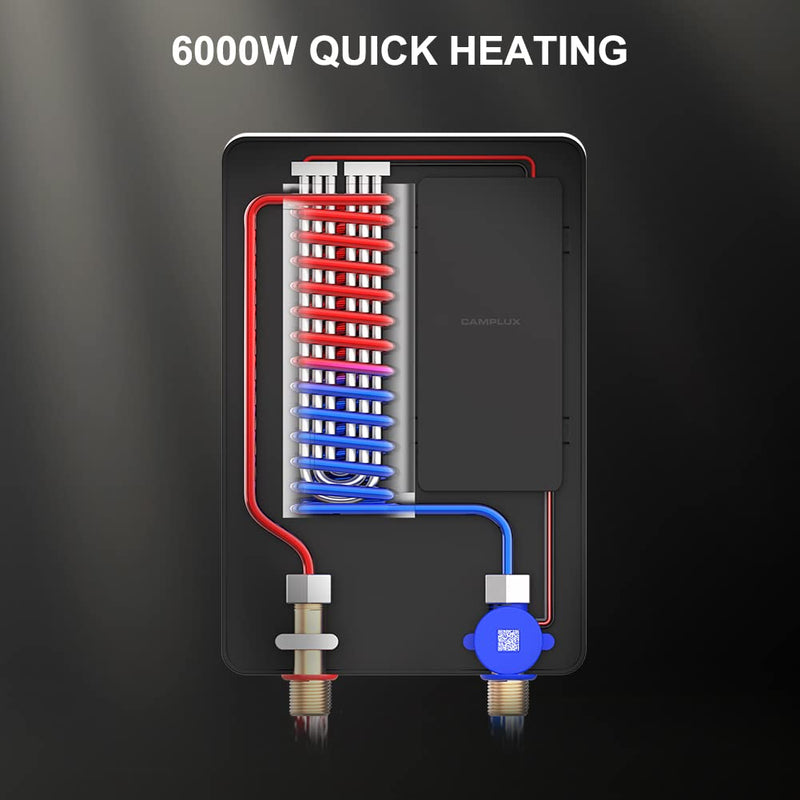Camplux Elektrischer Warmwasserbereiter – Schwarz – 6 kW und 240 V