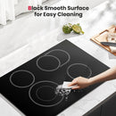 Batteryfree Electric Cooktop 30 Inch, 6600W Radiant Glass Stove Top CH77BF Drop-in 4 Cooking Zones Ceramic Cooktop with 9 Power Levels, Sensor Touch Control, Child Safety Lock, 240V, 1-99 Minute Timer