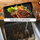 CAMPLUX ENJOY OUTDOOR LIFE 2 IN 1 Reversible Cast Iron Griddle, Pre-Seasoned 15" x 12.8" Double Sided Cast Iron Barbecue Griddle Grill Plate, Flat & Ribbed Surface Used on Stove, Grill or Campfire, Rectangular