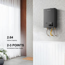Batteryfree Propane Tankless Water Heater 2.64 GPM, CM264B Gas Tankless Water Heater Indoor, 68,000 BTU On Demand Instant Hot, Black