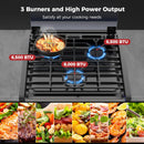 CAMPLUX ENJOY OUTDOOR LIFE RV Propane Range 17 Inches, Propane Range Oven with 3 Burners Cooktop for RV, RV Propane Stove Cooking oven Combo 28,100 BTU/Hr, Stainless Steel
