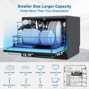 ThermoMate DW106B Portable Dishwasher, 6 Place Setting, Black, Countertop, Stainless Steel, Dishwasher