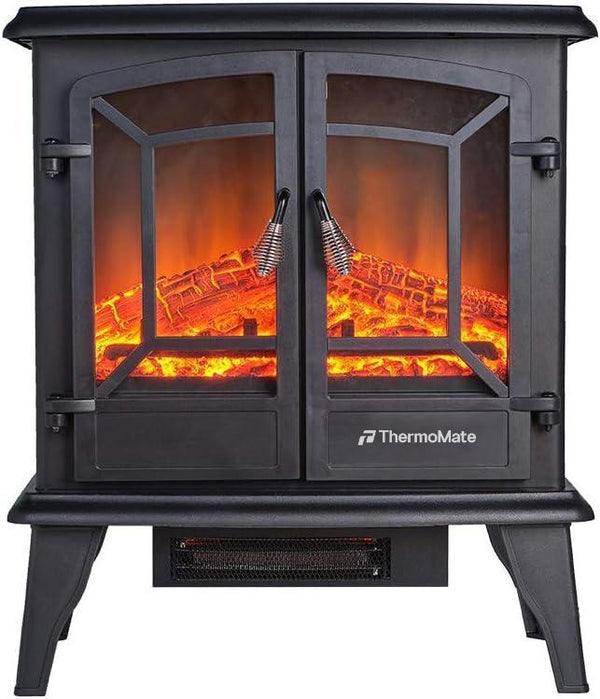 ThermoMate Electric Fireplace Stove, 23 Inches Portable Freestanding Fireplace, Realistic Flame and Logs Vintage Design for Home and Office, CSA Approved Safety