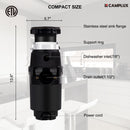 CAMPLUX Garbage Disposal, Continuous-Feed Compact Food Waste Disposer