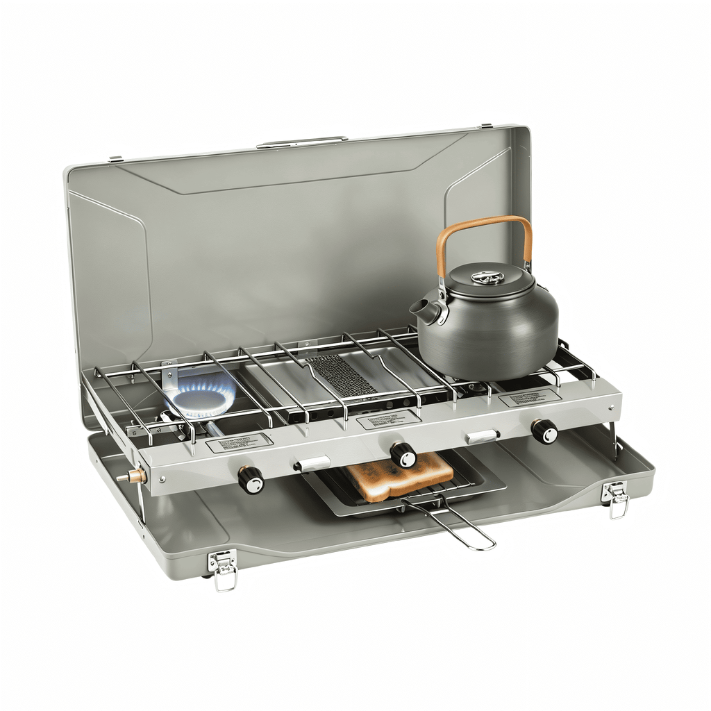 WeCamp Portable Propane Camping Stove with 2 Gas Burners + 1 Grill, 20