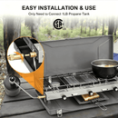 WeCamp Portable Propane Camping Stove with 2 Gas Burners + 1 Grill, 20,400 BTU Auto-Ignition Outdoor Cook Station