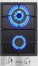 2 Burner Gas cookers, GASLAND CHEF GH30BF 12 Inch Gas Stovetop, LPG Convertible Natural Gas, Propane Cooktop, Dual Burner Gas Stovetop with Thermocouple Protection, Black Tempered Glass