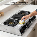 CAMPLUX ENJOY OUTDOOR LIFE 3 Burner with 1 Grill Plate Propane Gas Cooktop Stove, 26,000 BTU Stainless Steel Triple Burner Propane Cooktop for Outdoor Kitchen Cooking with CSA Regulator, Estufa de Gas Portatil