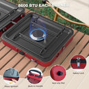 CAMPLUX ENJOY OUTDOOR LIFE 2 Burner Portable Camping Stove 17,200 BTU, Foldable Propane Stove for Outdoor Cooking with Carry Bag, Portable Gas Stove with 2 Adjustable Burners, Red