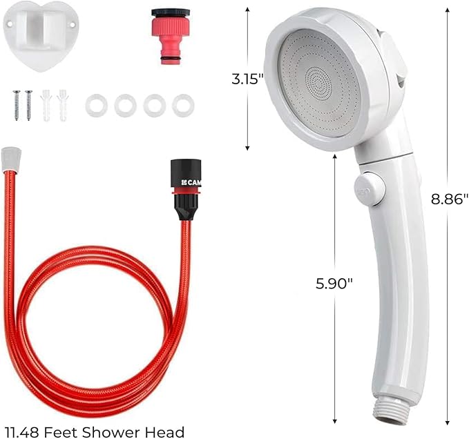 ThermoMate Shower head with 11.48 FT Hose, Portable Spray Shower Head, High Pressure Shower Head with ON/Off Switch