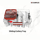 CAMPLUX Sliding Cutlery Tray, Foldable Flip Tines Dishwasher Utensil Basket