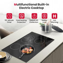 Batteryfree Electric Cooktop 30 Inch, 6600W Radiant Glass Stove Top CH77BF Drop-in 4 Cooking Zones Ceramic Cooktop with 9 Power Levels, Sensor Touch Control, Child Safety Lock, 240V, 1-99 Minute Timer
