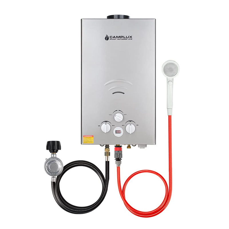 Camplux Gray Outdoor Portable Propane Tankless Water Heater - 10L 2.64 GPM