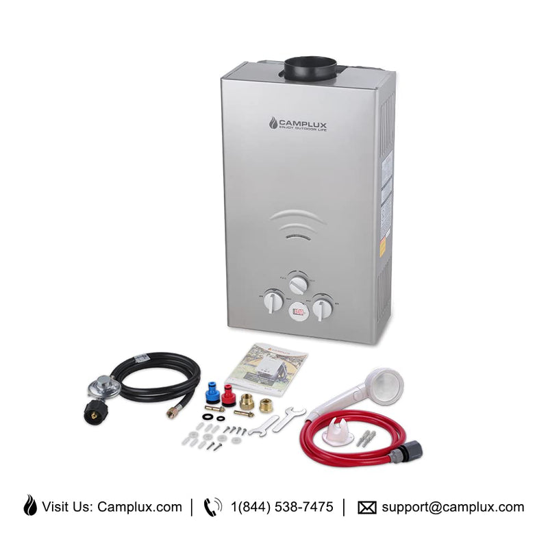 Camplux Gray Outdoor Portable Propane Tankless Water Heater - 10L 2.64 GPM - Packing List