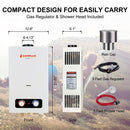 Camplux 2.64 GPM Outdoor Propane Gas Water Heater w/ 4.33" Rain Cap - Easily Carry