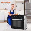 24 Inch Electric Wall Oven, 5 Cooking Functions Black Glass - Size