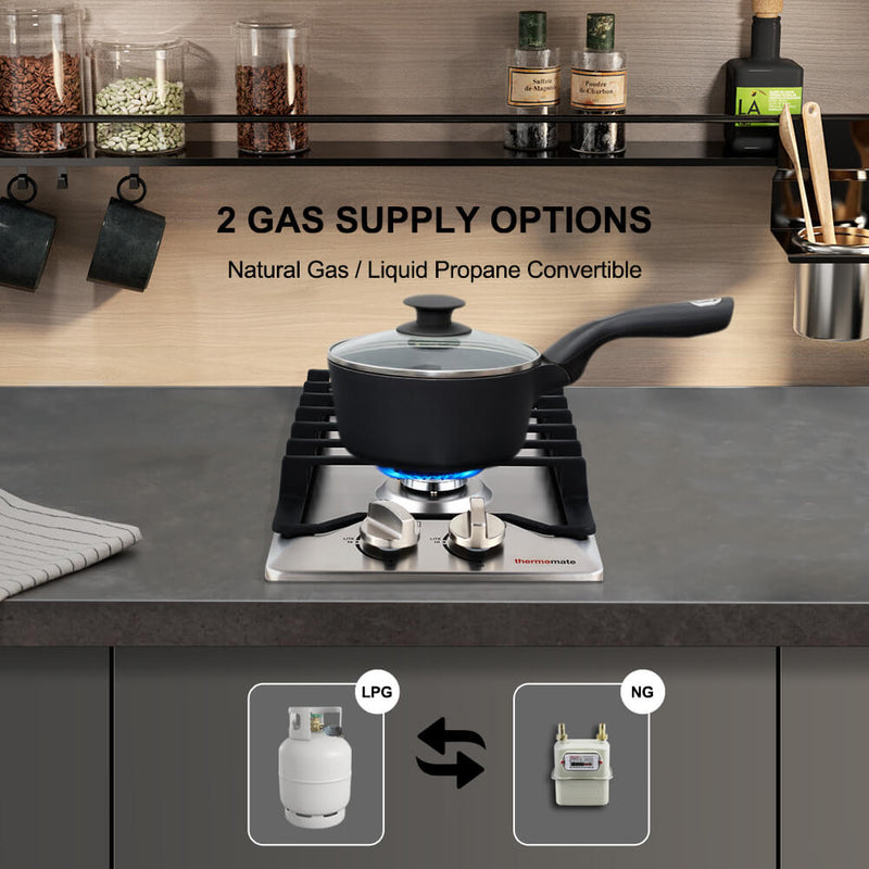 Has Cookers Built-In Gas Cooktop w/ 2 Burners | Thermomate