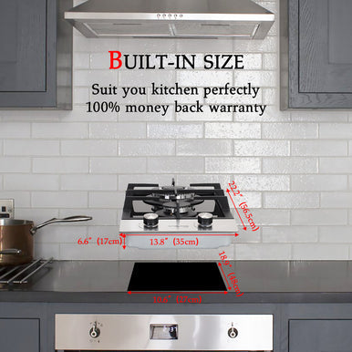 12 In. Convertible Gas Cooktops -Black Tempered Glass