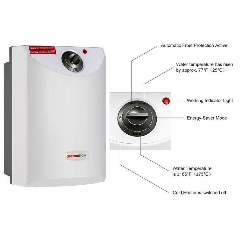 Thermoflow UT15 4 Gallons 110~120V Corded Electric Mini-Tank Water Heater Under Sink 110V ~ 120V, 1.5kW at 120 Volts