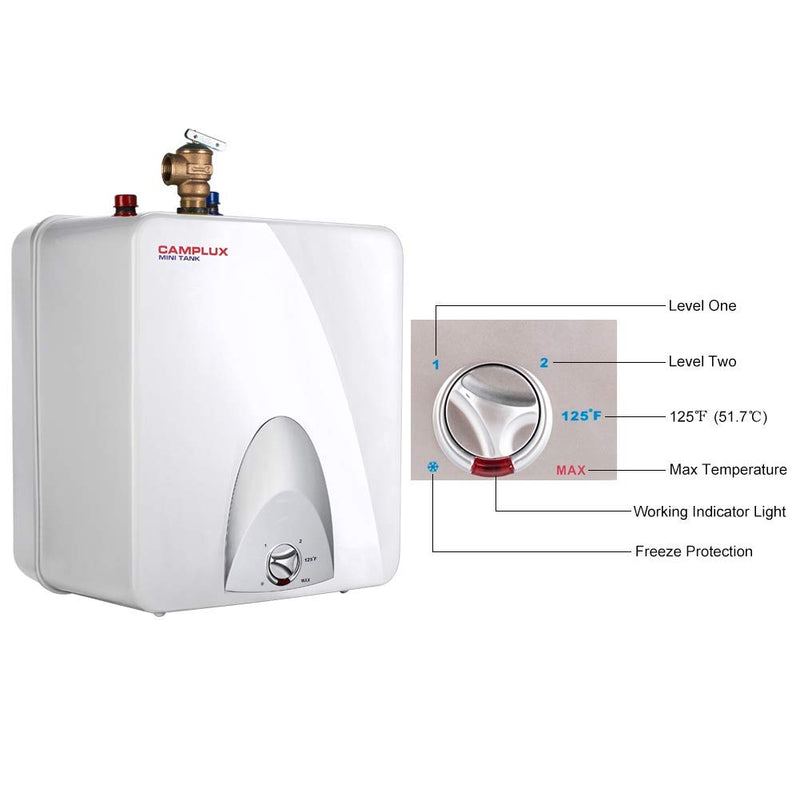 Camplux Mini Tank Electric Water Heater - 6-Gallon