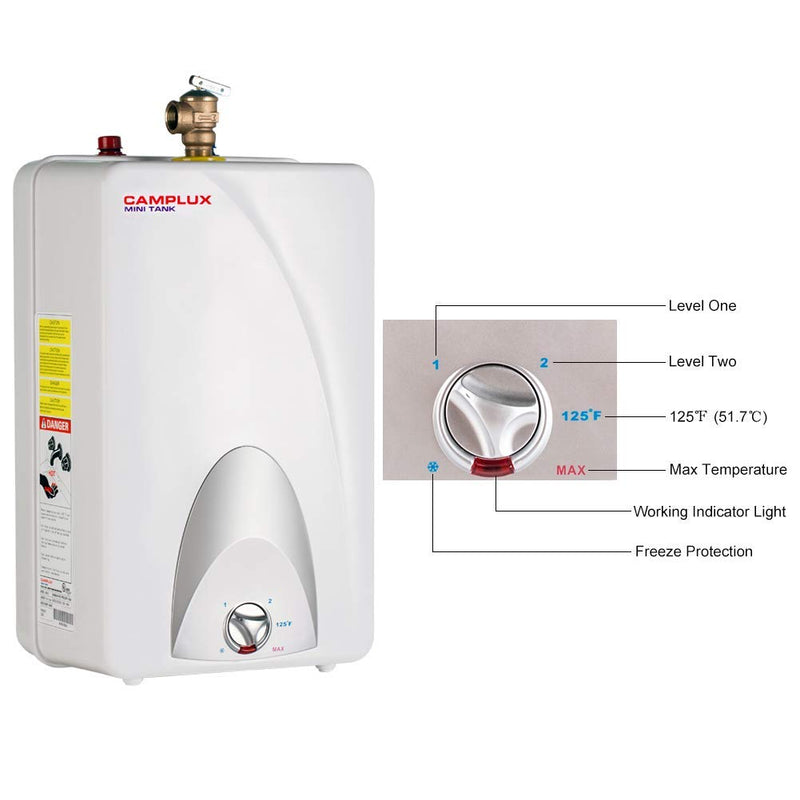 Camplux Mini Tank Electric Water Heater - 4-Gallon