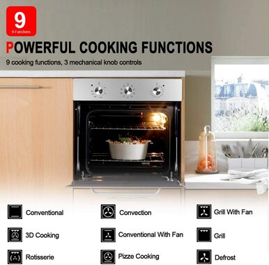 24''Built-in Electric Single Wall Oven-9 Functions-Stainless Steel