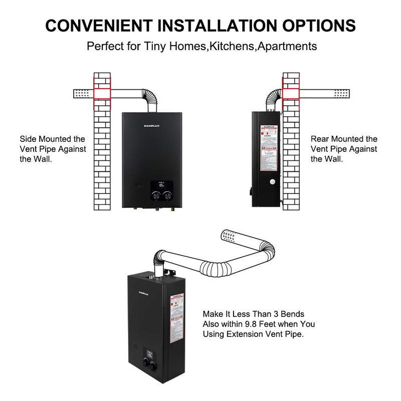 Camplux Tankless Water Heater - Black - 2.64 GPM