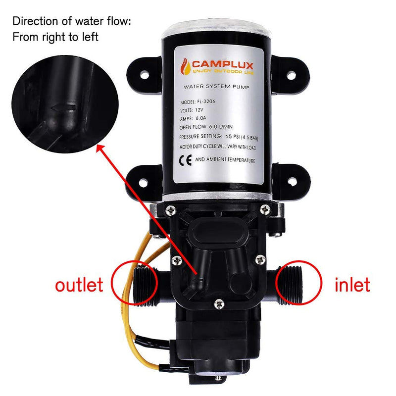 camping 12v wasserpumpe 12-V-Wasserpumpe – 65 PSI DC 1,6 GPM 6 LPM Membran