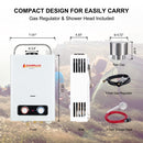 Camplux 1.58 GPM Outdoor Tankless Propane Water Heater with S/S Rain Cap - Easy to carry