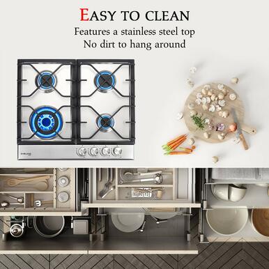 24 In. Built-in Gas Cooktops w/ Thermocouple Protection